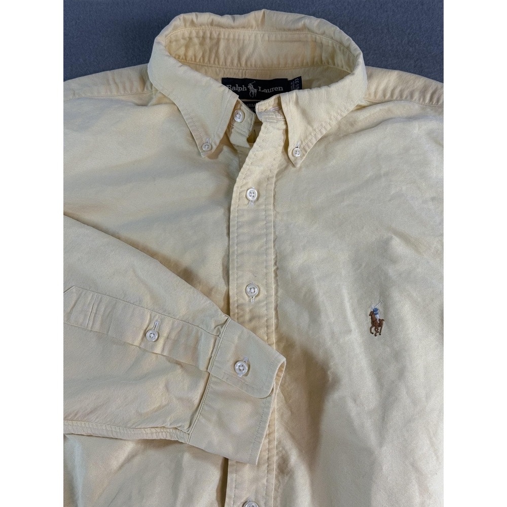Ralph Lauren Yarmouth Shirt Mens L Yellow Solid Button Down Long Sleeve Cotton